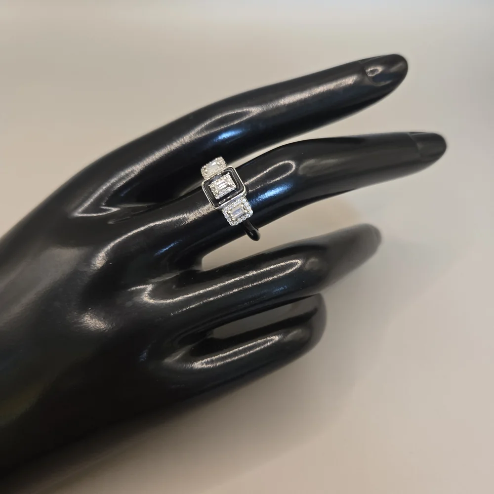 Limited Time Women's Sterling Silver and Black Ring - Picture 2 of 3